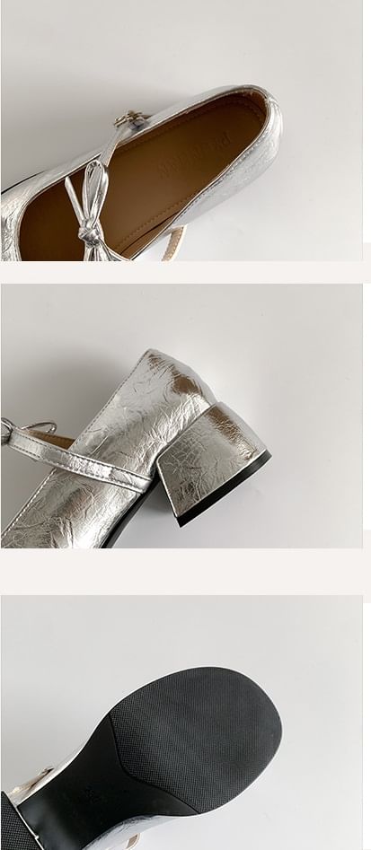 Heel Ribbon Accent Block Jane Pumps Mary