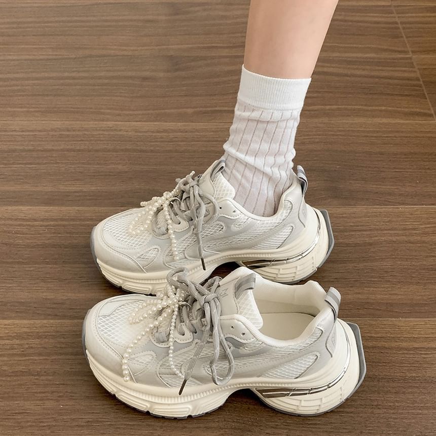 Sneakers Lace-Up Platform Mesh