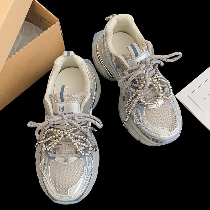Sneakers Lace-Up Platform Mesh