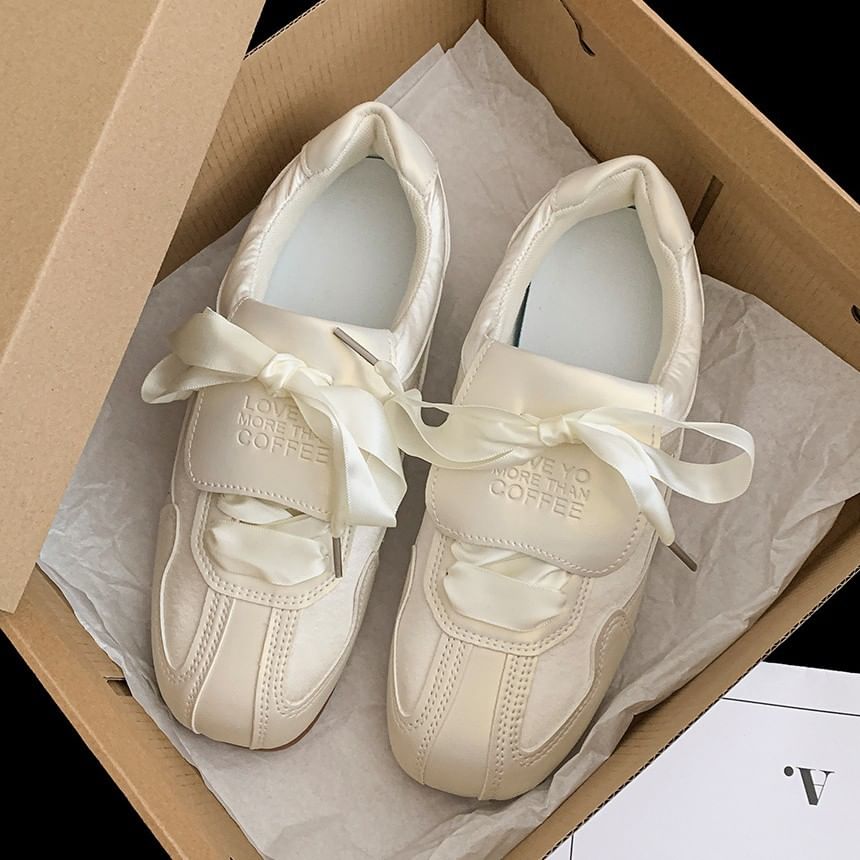 Lettering Sneakers Ribbon Balletcore