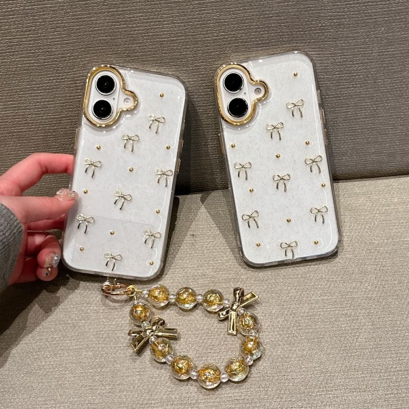 Metallic / Strap Phone Case Set Bow
