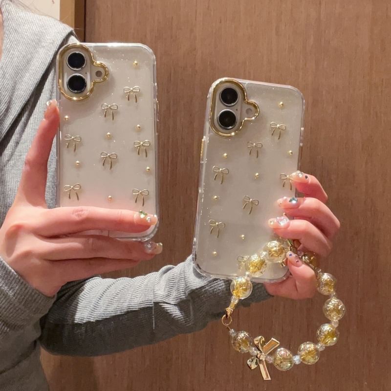 Metallic / Strap Phone Case Set Bow