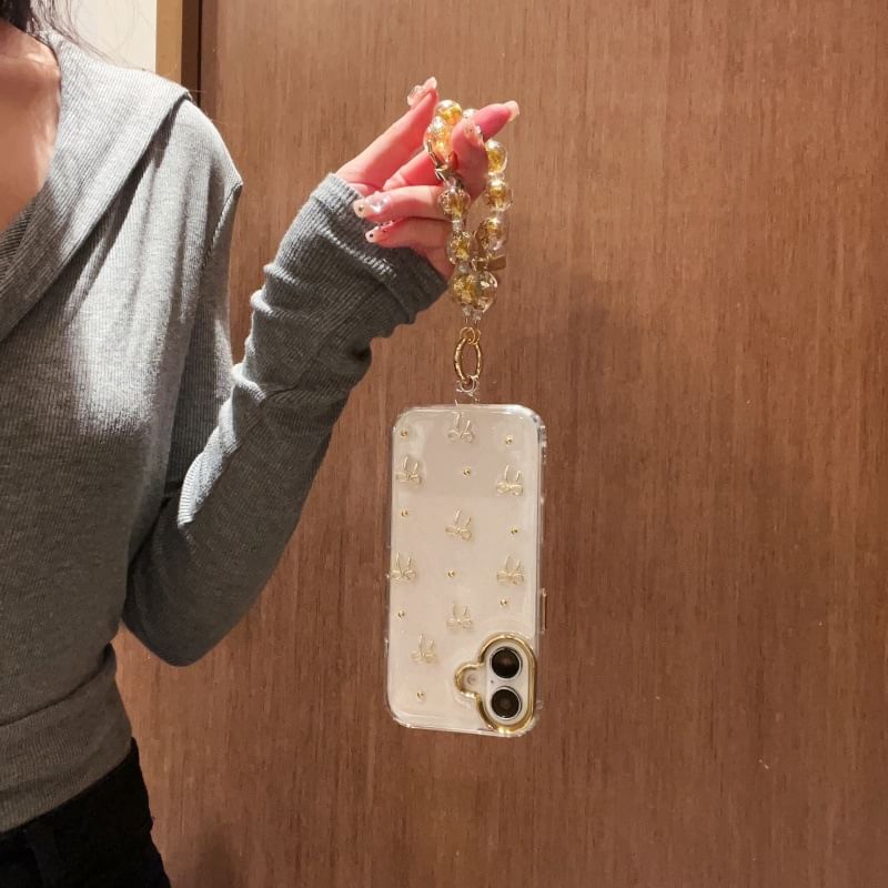 Metallic / Strap Phone Case Set Bow