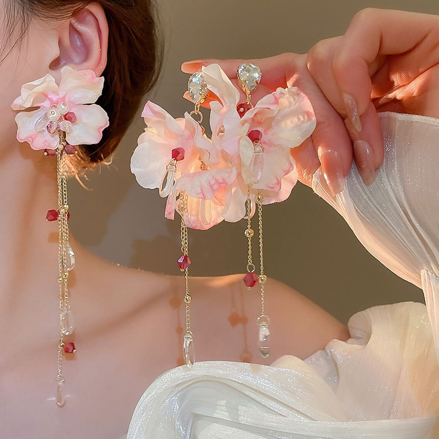 Earring Dangle Alloy Floral Designs) (Various Fabric