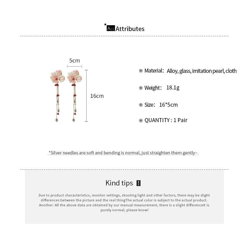 Earring Dangle Alloy Floral Designs) (Various Fabric