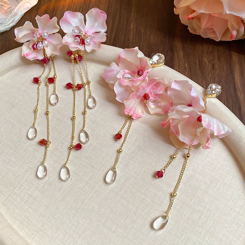 Earring Dangle Alloy Floral Designs) (Various Fabric
