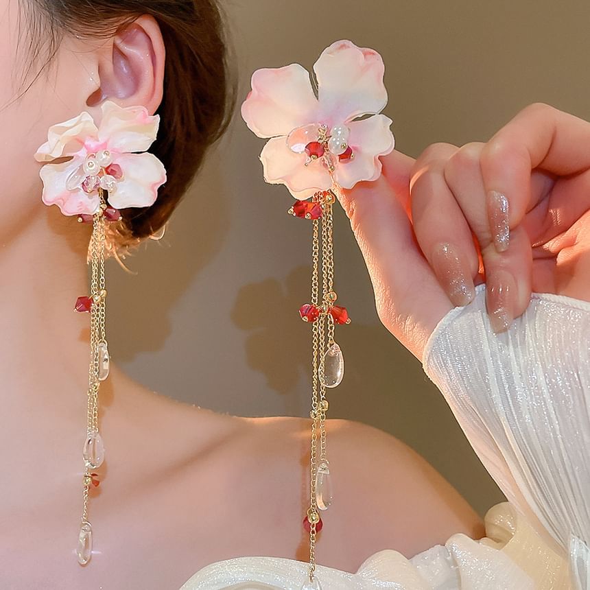 Earring Dangle Alloy Floral Designs) (Various Fabric