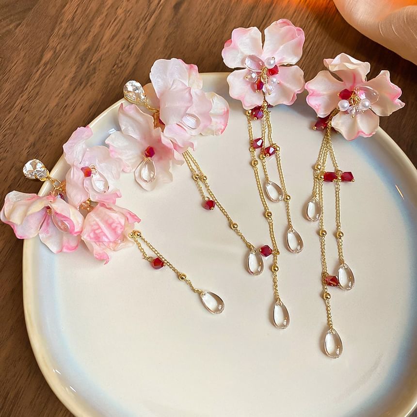 Earring Dangle Alloy Floral Designs) (Various Fabric