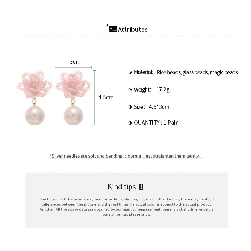 Pearl Floral Faux Alloy Drop Earring Bead