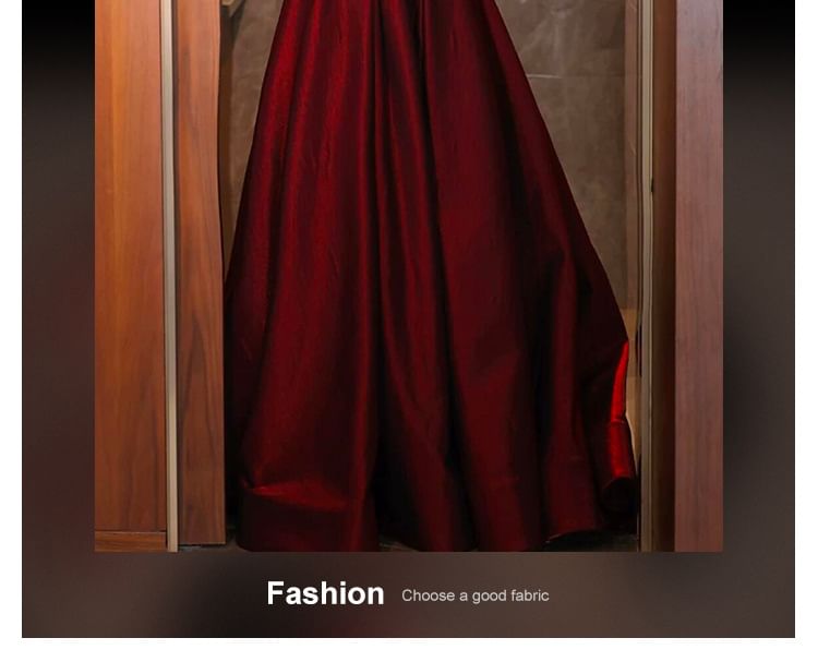 Off-Shoulder Ruched A-Line Glitter Short-Sleeve Gown Evening Maternity