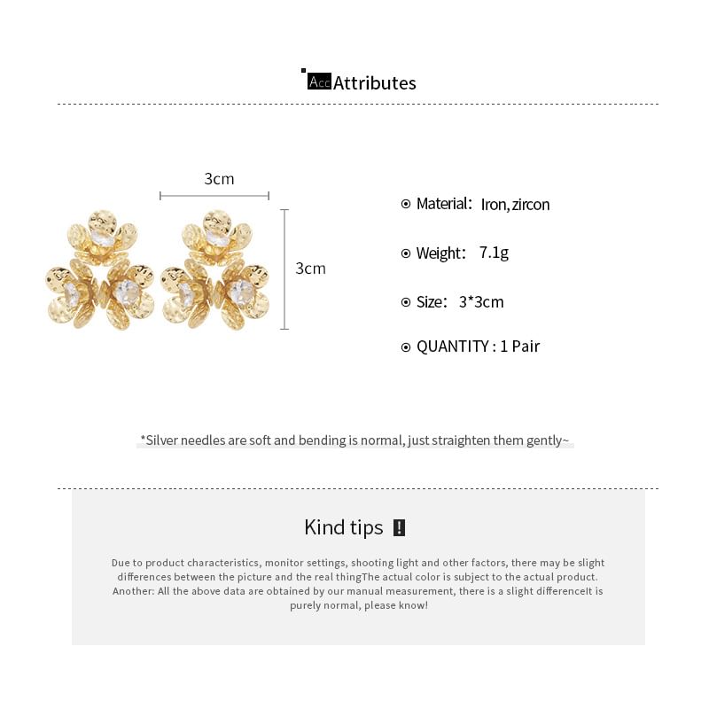 Earring Rhinestone Alloy Statement Floral