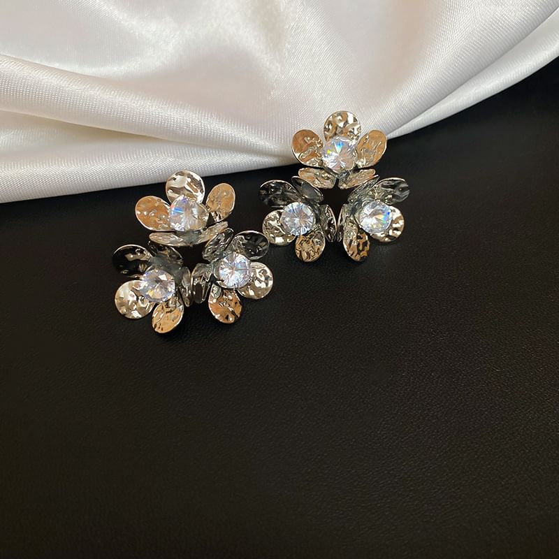 Earring Rhinestone Alloy Statement Floral