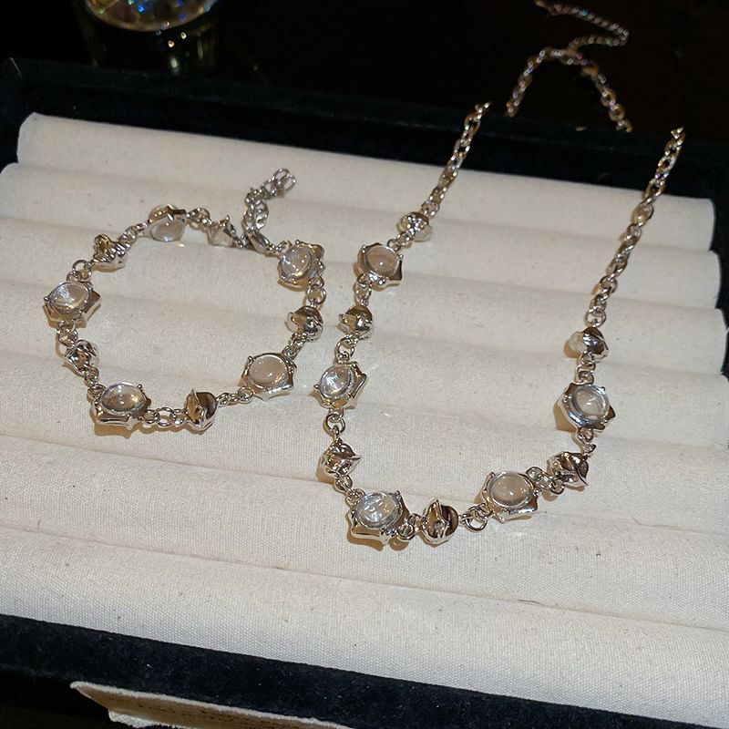 Station Alloy Bracelet Glass / Choker Bead