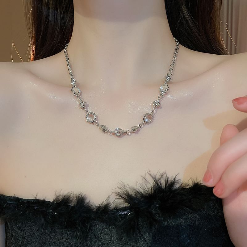 Station Alloy Bracelet Glass / Choker Bead