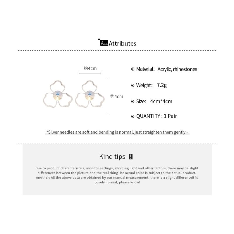 Designs) Acrylic Earring Floral Statement (Various Rhinestone