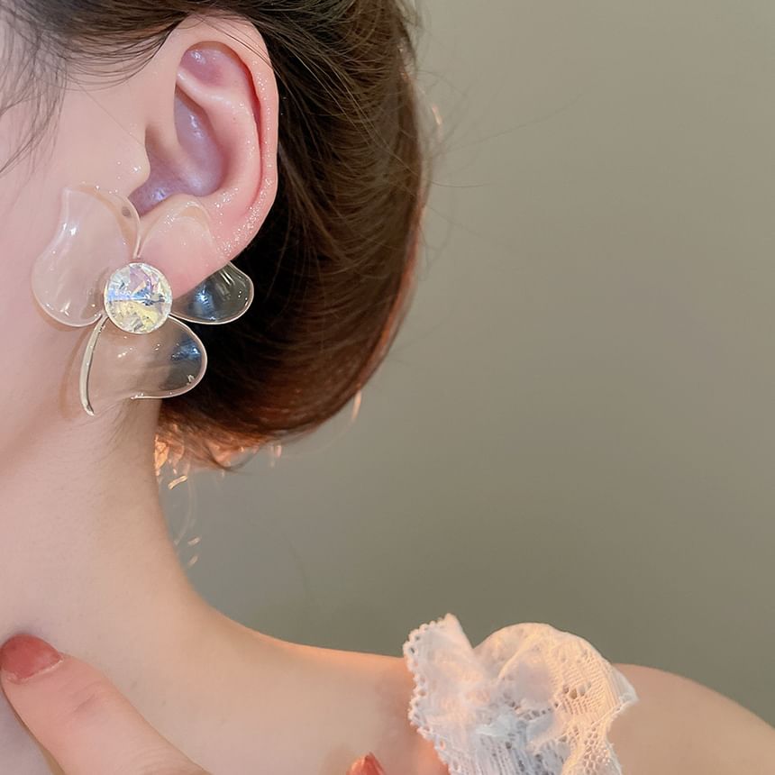 Designs) Acrylic Earring Floral Statement (Various Rhinestone