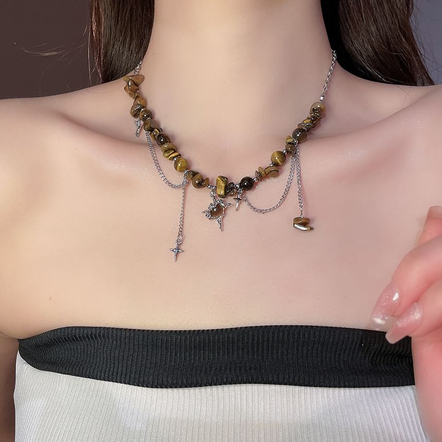 Star Pendant Choker Designs) Faux (Various Alloy Bead Gemstone