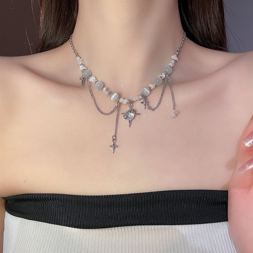 Star Pendant Choker Designs) Faux (Various Alloy Bead Gemstone