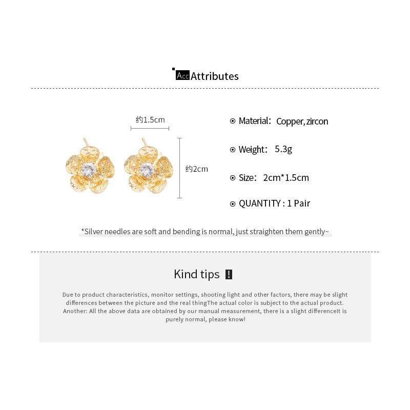 Earring Statement Rhinestone Alloy Floral