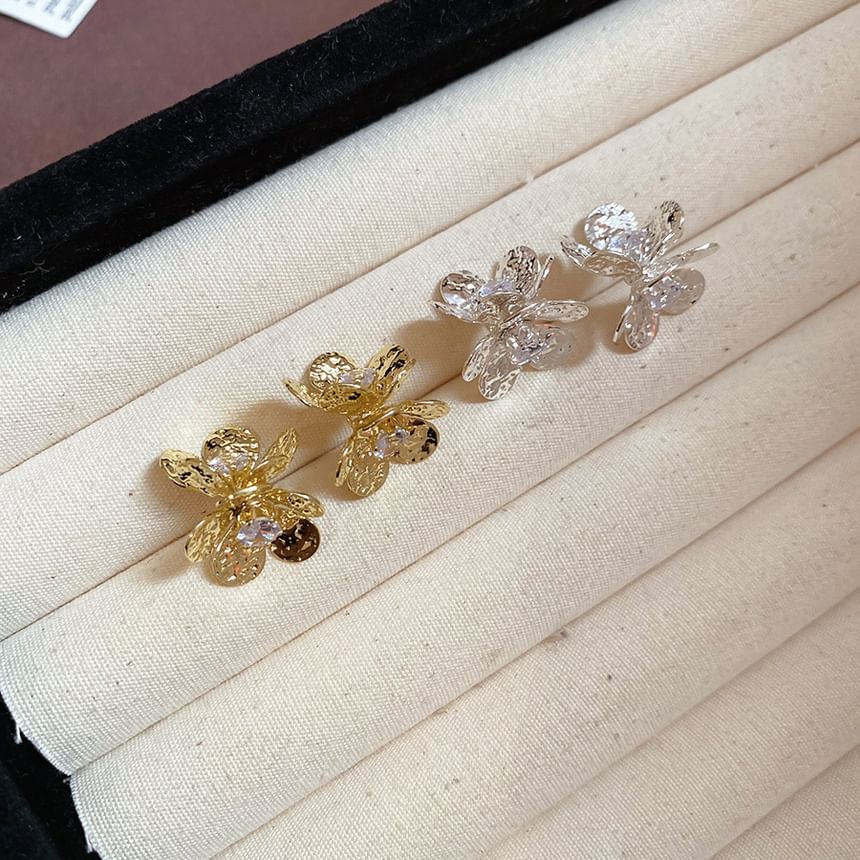 Earring Statement Rhinestone Alloy Floral