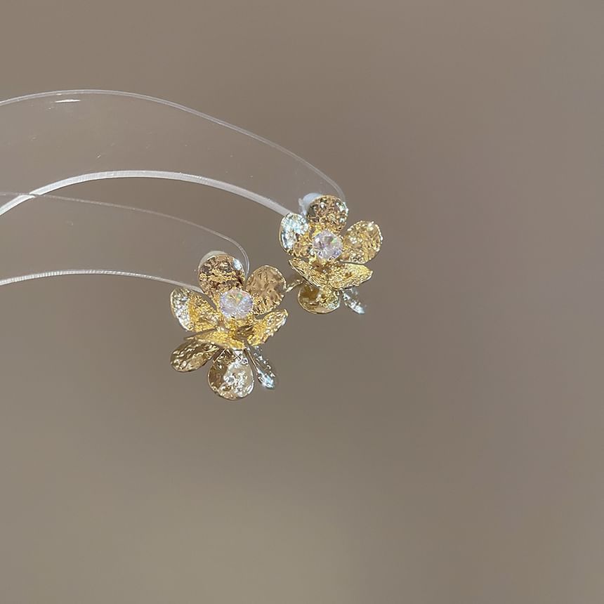 Earring Statement Rhinestone Alloy Floral