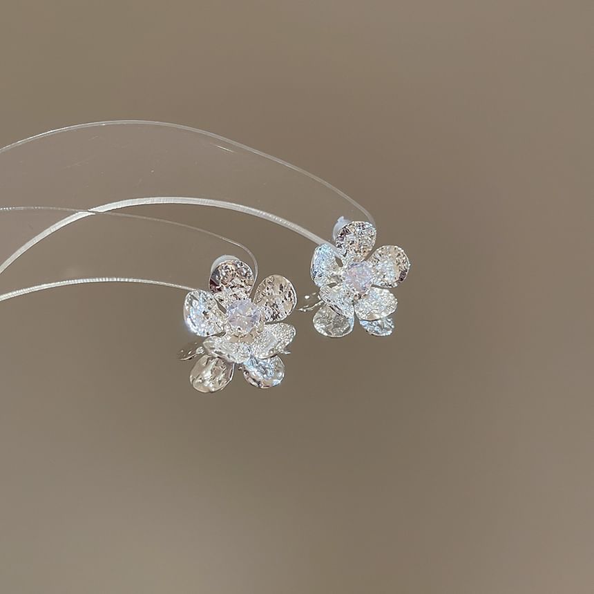 Earring Statement Rhinestone Alloy Floral