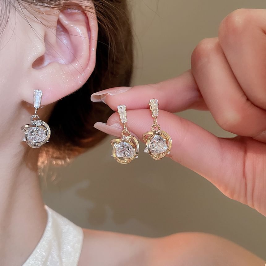 Rhinestone Drop Alloy Earring