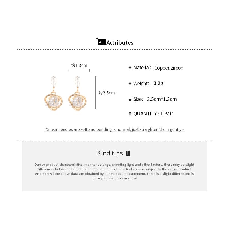 Rhinestone Drop Alloy Earring