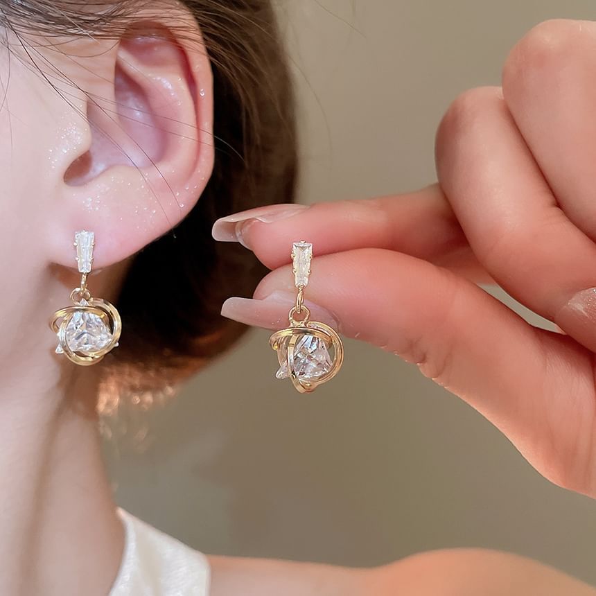 Rhinestone Drop Alloy Earring
