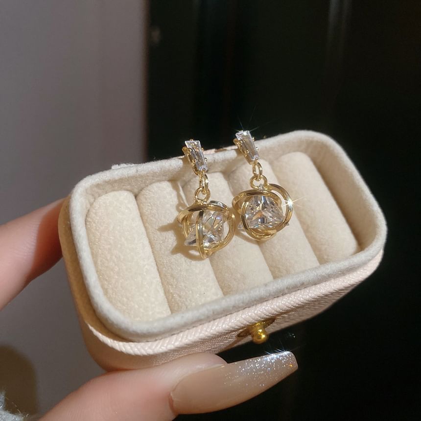 Rhinestone Drop Alloy Earring