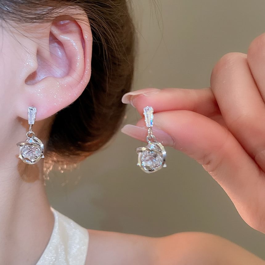 Rhinestone Drop Alloy Earring