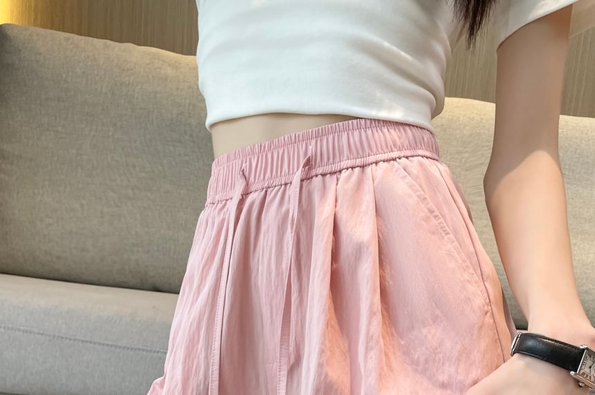 Shorts Plain Drawstring Waist
