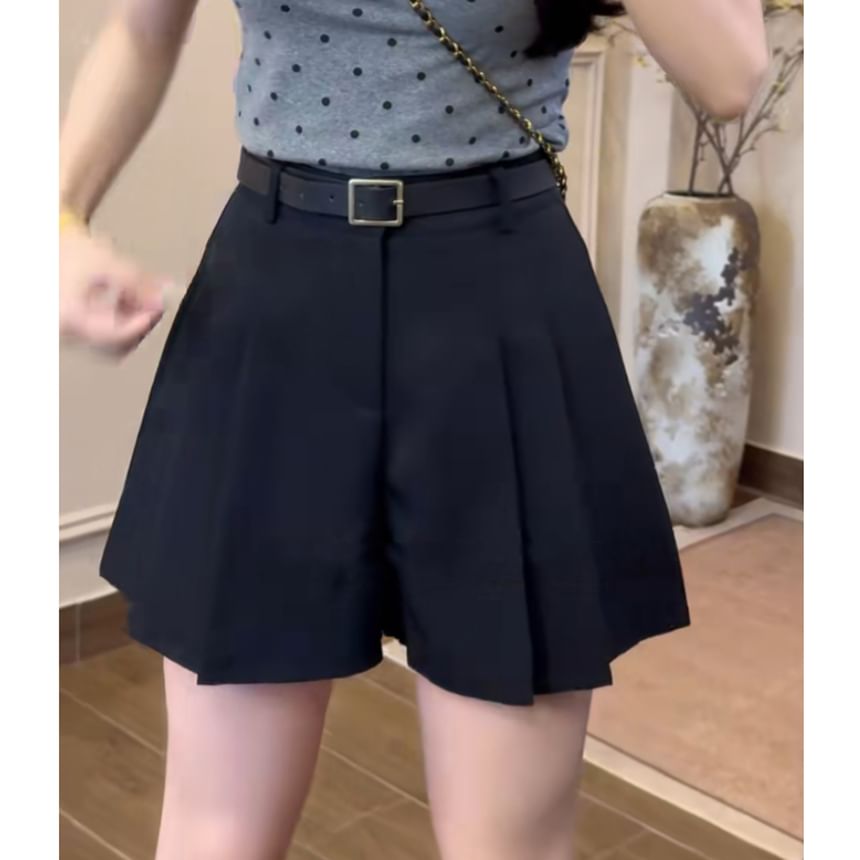 Pleated Skort Waist Plain High