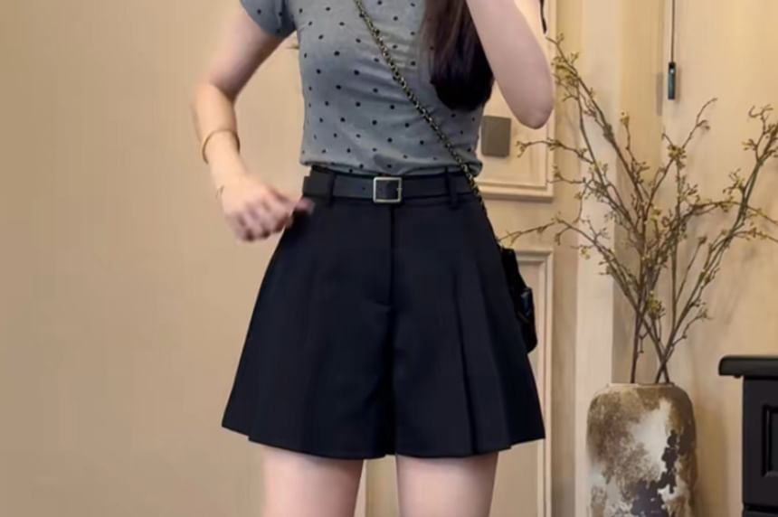 Pleated Skort Waist Plain High