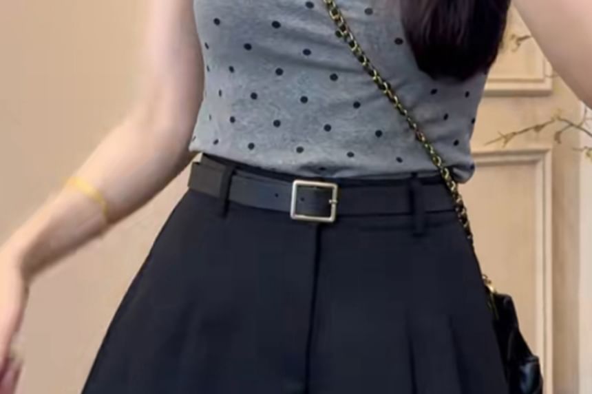 Pleated Skort Waist Plain High