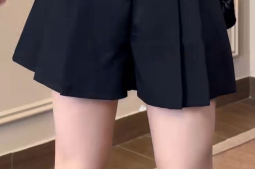 Pleated Skort Waist Plain High