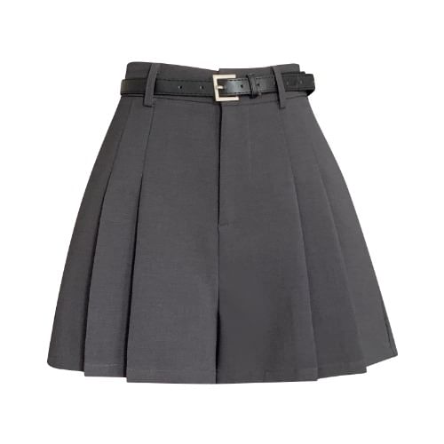 Pleated Skort Waist Plain High