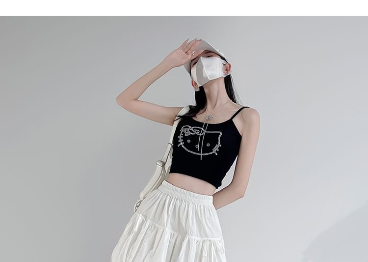 Plain Skirt Mini Hem Elastic Waist Bubble A-Line Bow