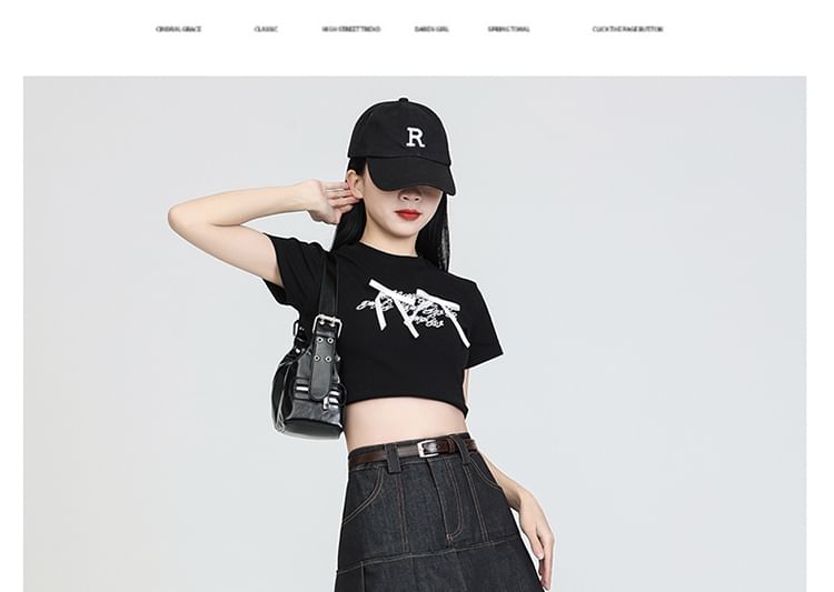 Waist Skort Denim Lace Trim High Pleated