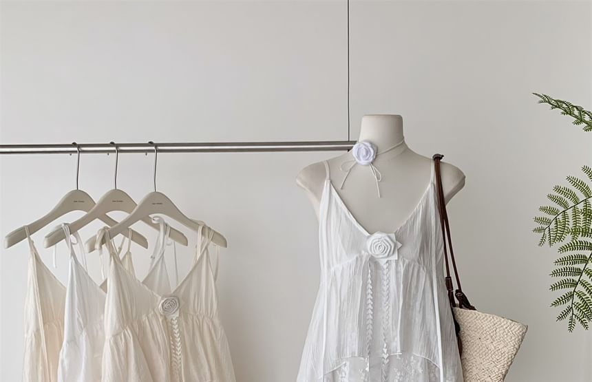 Strap V-Neck Spaghetti Maxi Dress A-Line Lace