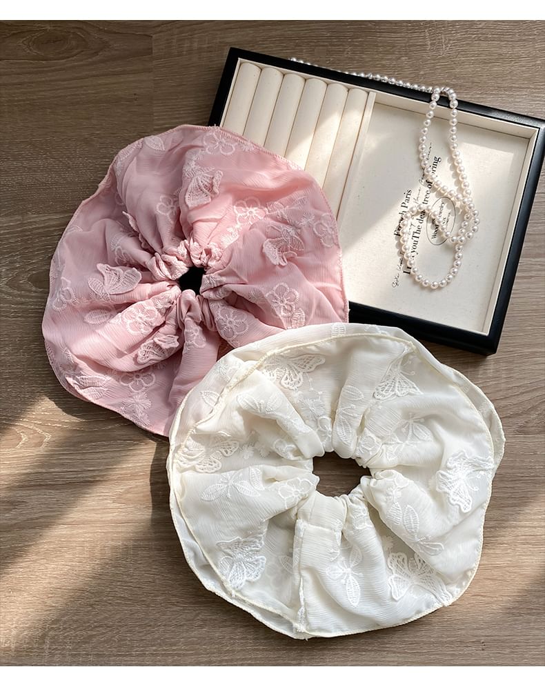 Butterfly Embroidered Scrunchie