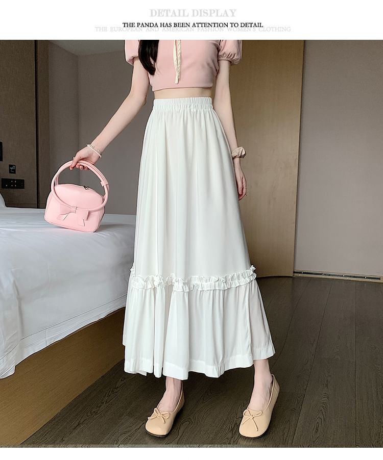 Maxi High Plain A-Line Waist Skirt