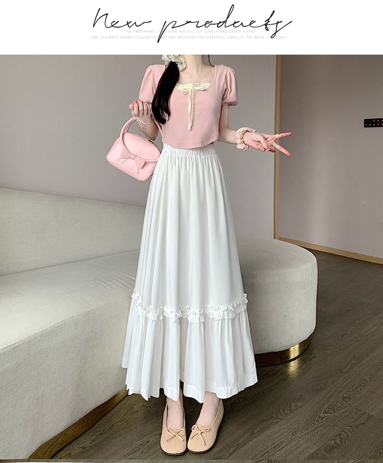 Maxi High Plain A-Line Waist Skirt