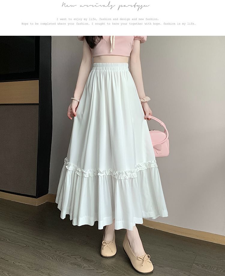 Maxi High Plain A-Line Waist Skirt