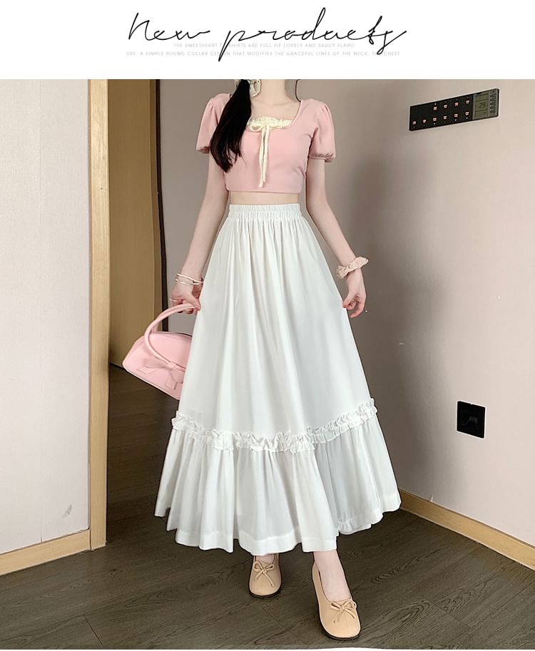 Maxi High Plain A-Line Waist Skirt