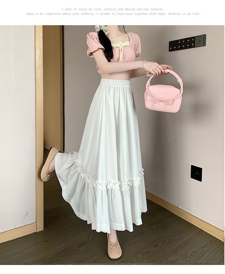 Maxi High Plain A-Line Waist Skirt