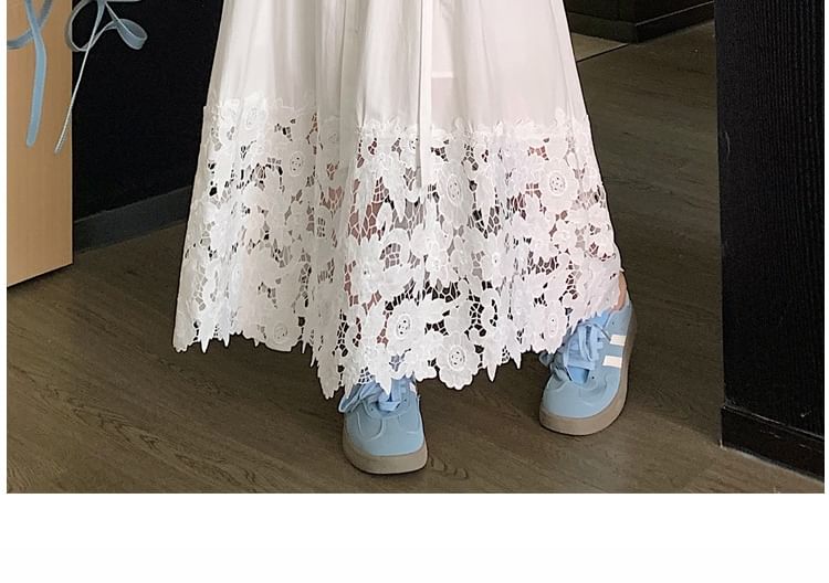 High A-Line Maxi Panel Skirt Rise Lace