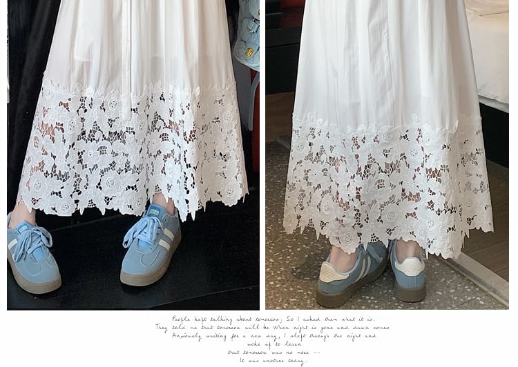 High A-Line Maxi Panel Skirt Rise Lace