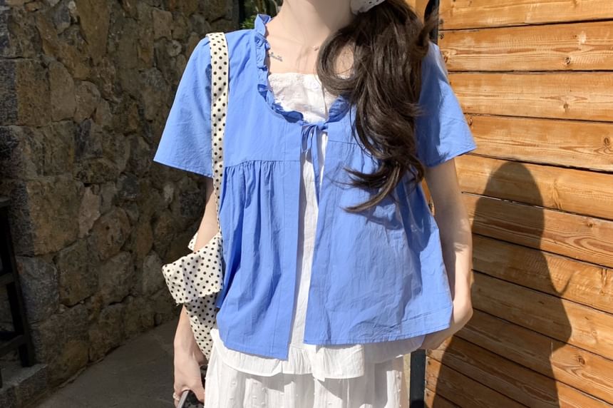 Tone Waist / Mock Maxi Two Two-Piece Short-Sleeve High Top