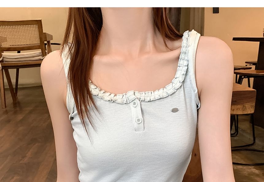 Trim Top Tank Frill Crewneck Plain